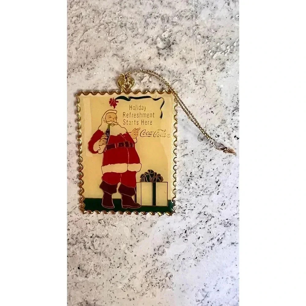 Vintage 1994 Coca-Cola Postage Stamp Santa Christmas Ornaments Limited Edition
